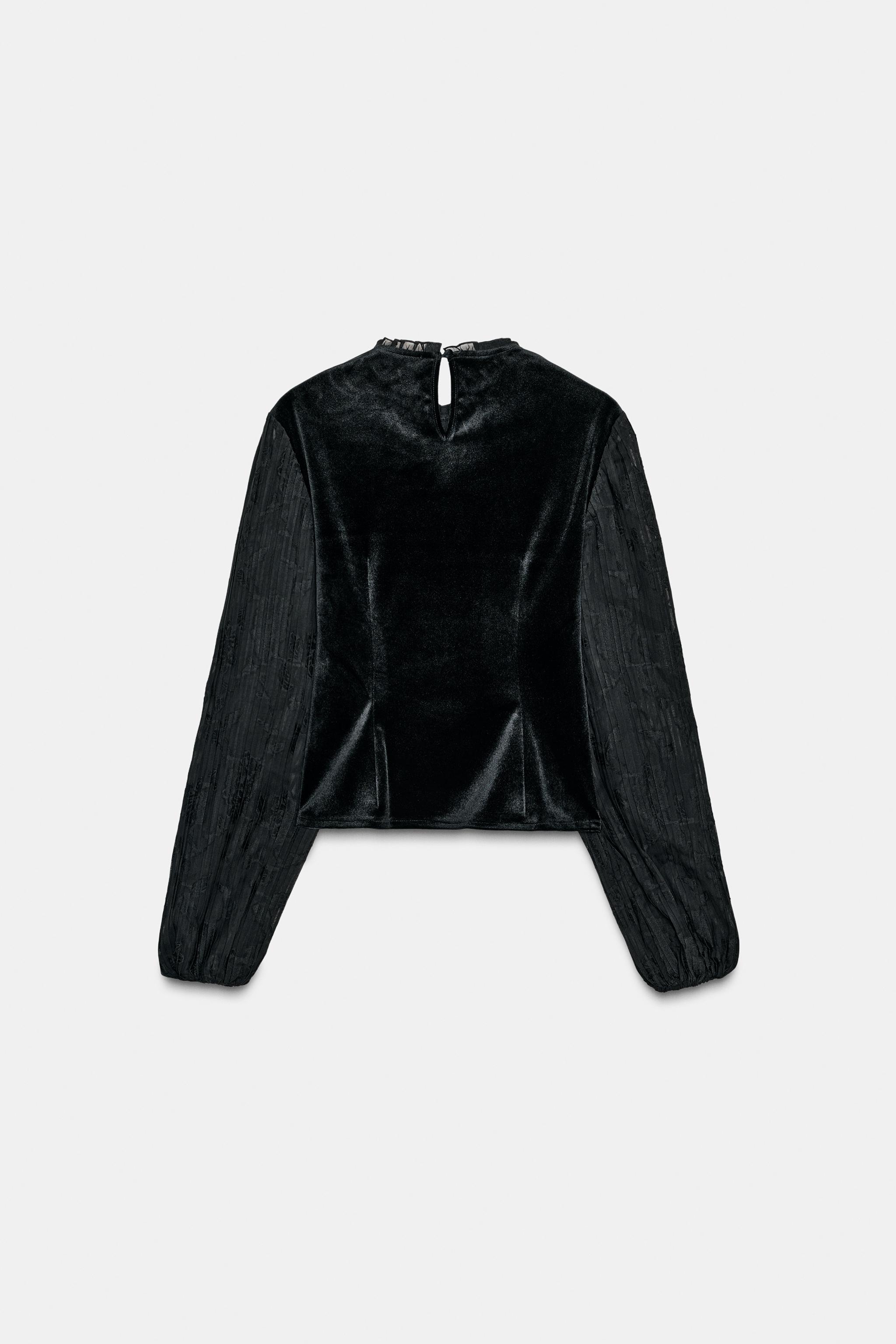 EMBROIDERED VELVET TOP